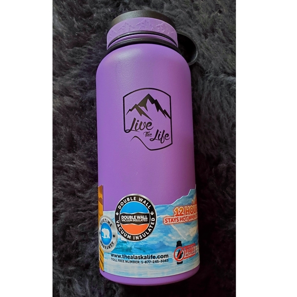 *NEW* The Alaska Life Brand "Live the Life" 32oz Hydroflask/Thermos Polar Purple - Picture 2 of 9